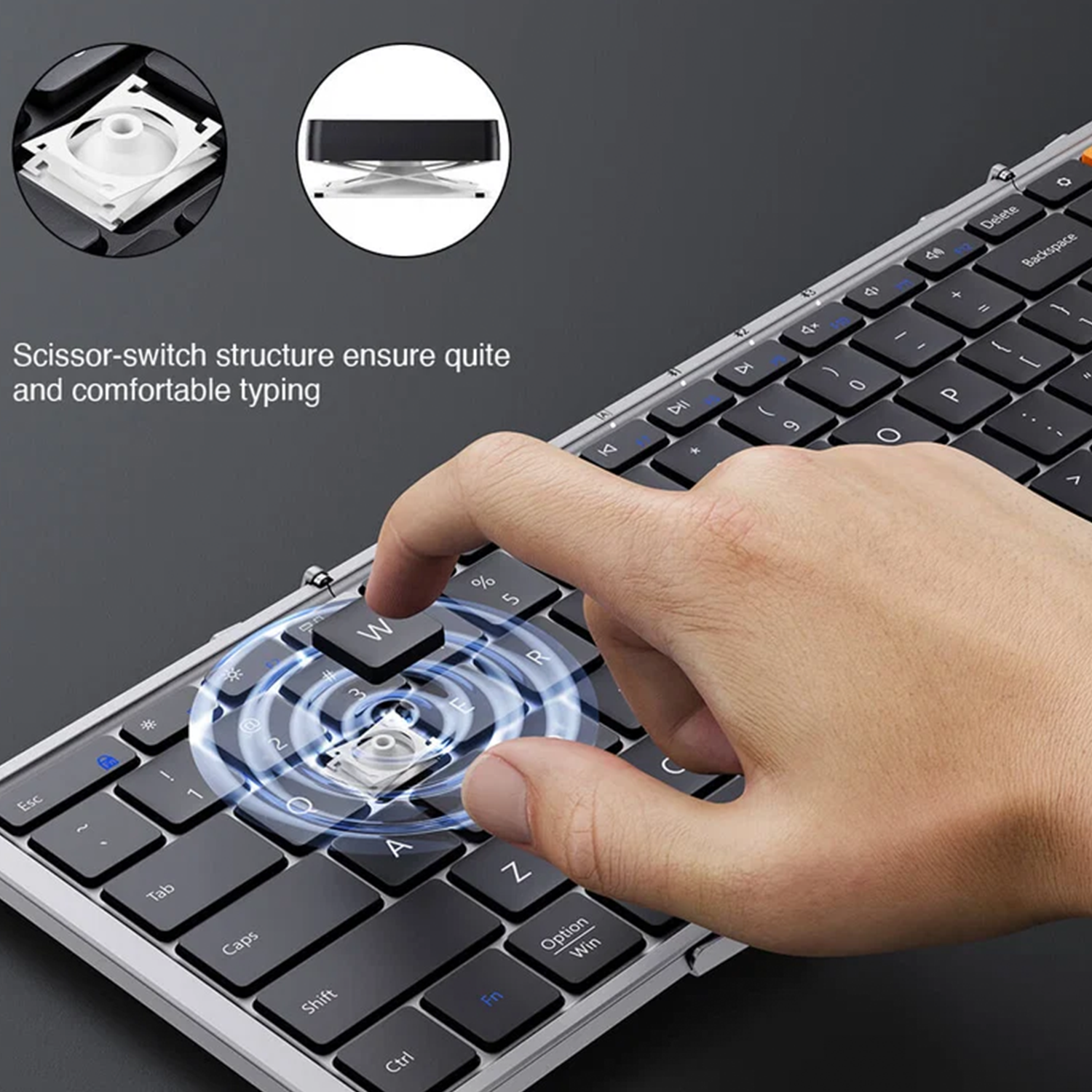 Portable Tri‑Fold Wireless Bluetooth Keyboard Travel Compact Keypad