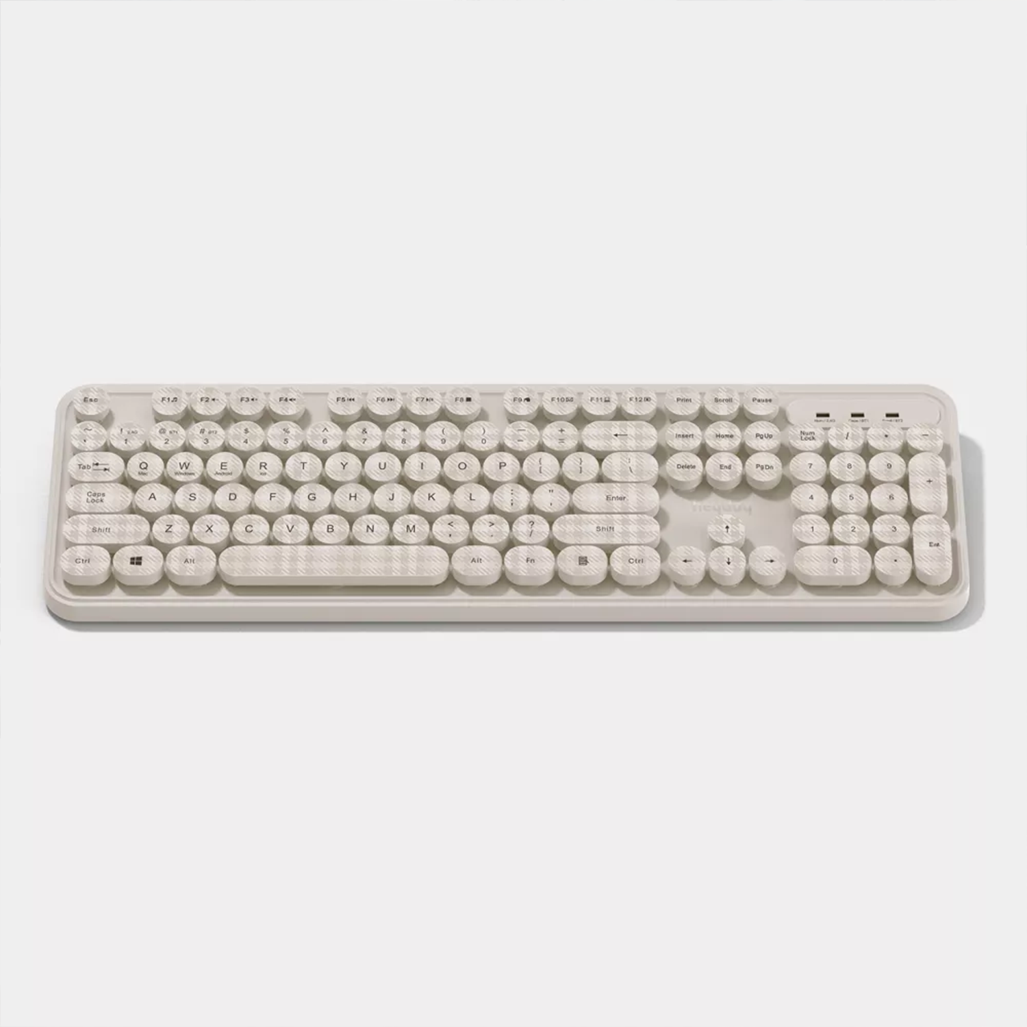 Full‑Size Retro Round Key Wireless Keyboard Dual‑Mode Bluetooth & 2.4G